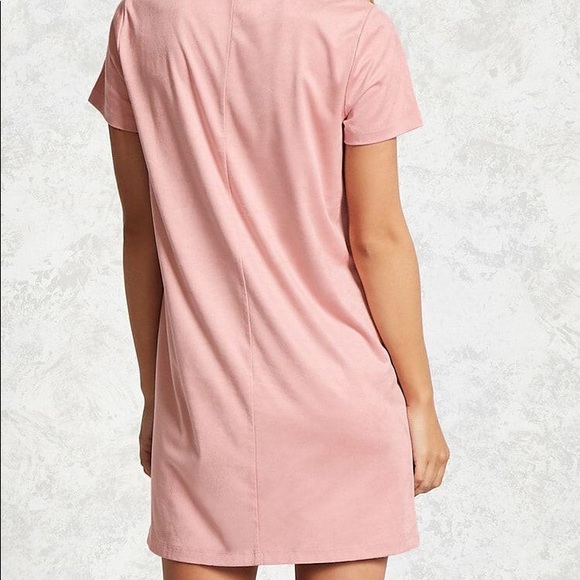 Pink Suede T-shirt Dress - Picture 2 of 7